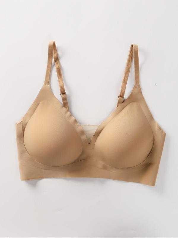 Women's Solid Adjustable Strap Sheer Bralette, Soft Comfy Breathable Push Up Bra, Women's Lingerie for All Seasons